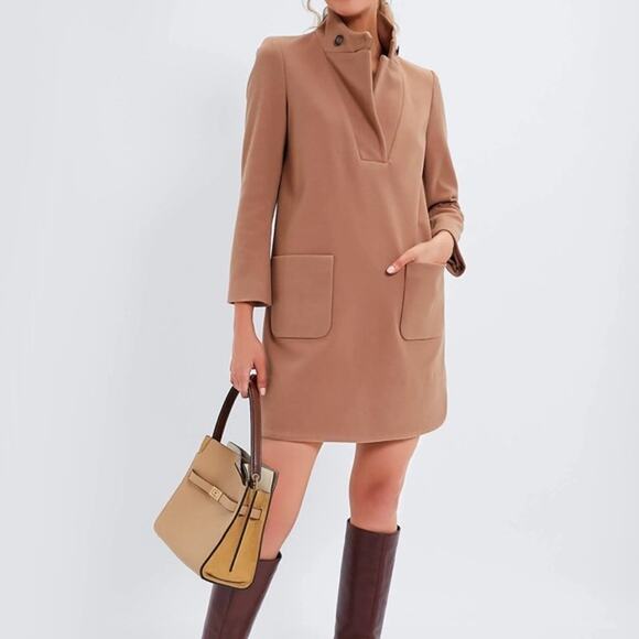 Tuckernuck Emerson Coat Dress Brown Elbow Patch Long Sleeve Mini Preppy Size M - Picture 1 of 9